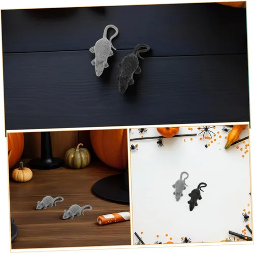 Miniatura 3 de Uonlytech 24pcs Realistic Fake Rat Prank Lightweight Mouse Figurines for Halloween Party Decorations Novelty Trick Joke Props Black and Gray