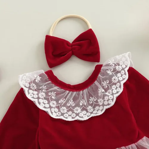 Miniatura 18 de Mameluco de Navidad para niñas recién nacidas, falda de malla de terciopelo rojo, traje de primera Navidad, regalo de Navidad