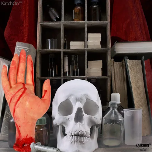 Miniatura 8 de KatchOn, Accesorio de mano sanguinolenta humana falsa – 10 pulgadas de largo Partes del cuerpo Accesorios de Halloween Manos falsas de miedo