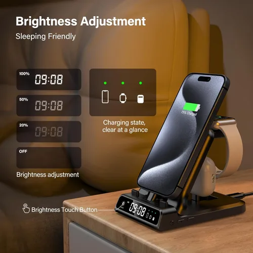 Miniatura 5 de Estación de carga rápida USB C de 25 W para iPhone Air 17 16 15, cargador 3 en 1 para Apple Watch Series 11 10 9 8 7 6 5 4 Ultra 2 Ultra