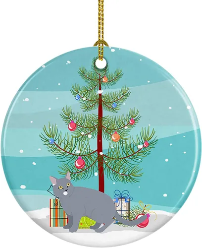 Miniatura 187 de Caroline's Treasures Adorno de cerámica con texto en inglés "Merry Christmas" para colgar en el árbol de Navidad, decoración para el hogar, Navidad
