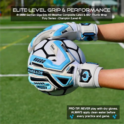 Miniatura 4 de Renegade GK Fury - Guantes de portero de alto rendimiento, protección antimicrobiana (tallas 6-11, 7 estilos, nivel 4), protectores de dedo Pro-Tek
