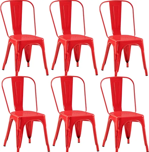 Miniatura 36 de Juego de 8 sillas de comedor de metal, sillas apilables estilo tolix con respaldo, diseñadas para el comedor diario, en interiores, cocina y comedor