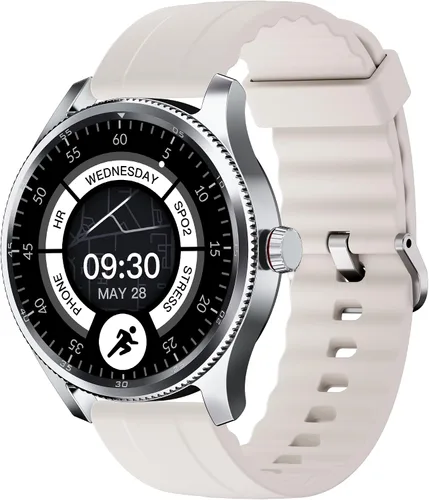 TOOBUR Reloj inteligente para hombre y mujer con bisel de metal, responde hacer llamadas/frecuencia cardíaca/contador de pasos/rastreador de