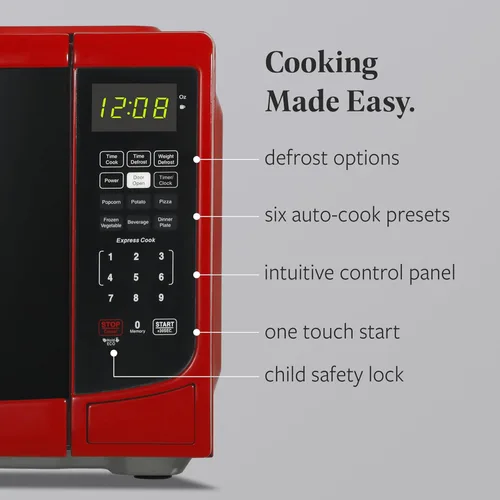 Miniatura 3 de Farberware Horno microondas de encimera de 0.7 pies cúbicos, 700 vatios de potencia, configuración de cocción automática, descongelación, fácil Rojo