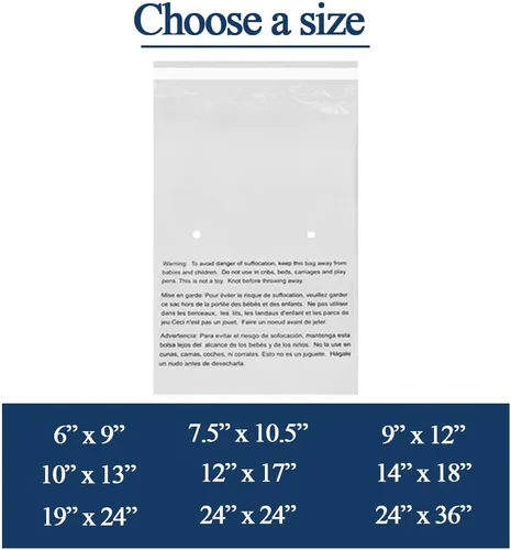 Miniatura 6 de 1 bolsa de polietileno transparente de advertencia de asfixia EcoSwift de 24 x 36 pulgadas, 1.5 mil
