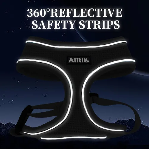 Miniatura 3 de AIITLE Arnés para cachorro, malla transpirable de triple capa, ajuste ajustable y diseño reflectante, chaleco sobre la cabeza sin asfixia para uso