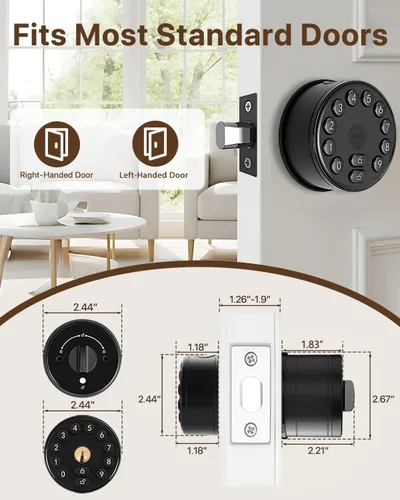 Miniatura 9 de Cerradura de puerta inteligente con huellas dactilares con teclado, control de aplicación, desbloqueo automático, cerrojo electrónico para puerta