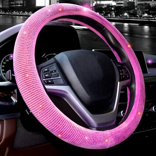 Miniatura 13 de Valleycomfy Funda para volante para mujeres y hombres Bling Bling con cristales tipo diamante brillantes, protector de volante de carro SUV