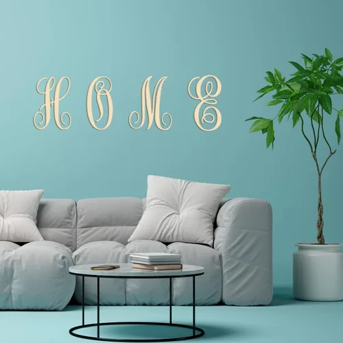 Miniatura 3 de Letras de madera cursivas para decoración de pared, letras grandes de madera de 14 pulgadas, monograma sin terminar, letras de madera, manualidades