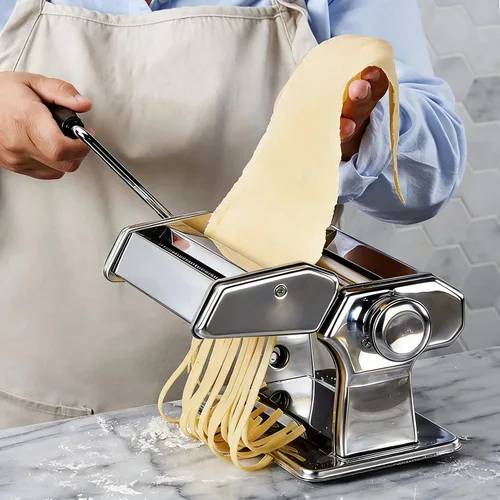 Miniatura 2 de Máquina para hacer pasta, máquina manual de pasta con 9 ajustes de grosor ajustables, fabricante de fideos de acero inoxidable con rodillos