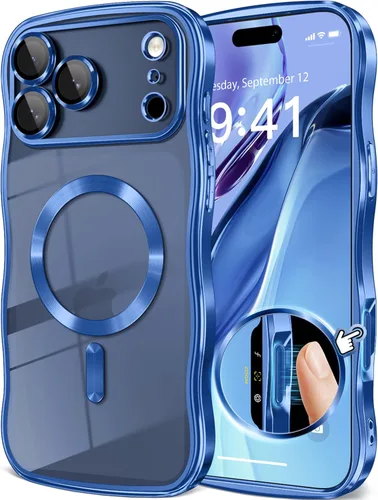 Miniatura 18 de GVIEWIN Funda para iPhone 16 Pro Compatible con MagSafe, Mejorada [Protección Completa de la Cámara][Marco de Ondas Lindo][Protección de Grado