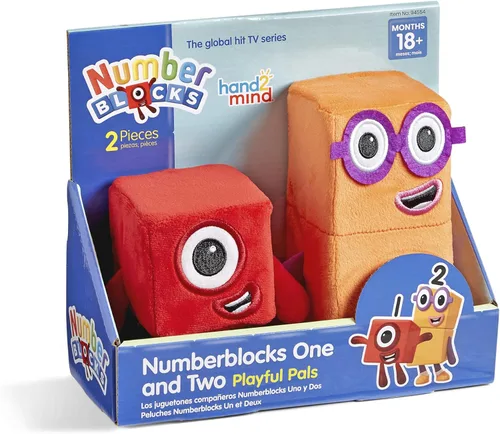 hand2mind Numberblocks One & Two Playful Pals, juguetes de figuras de peluche, números para niños pequeños, juguetes de aprendizaje de matemáticas