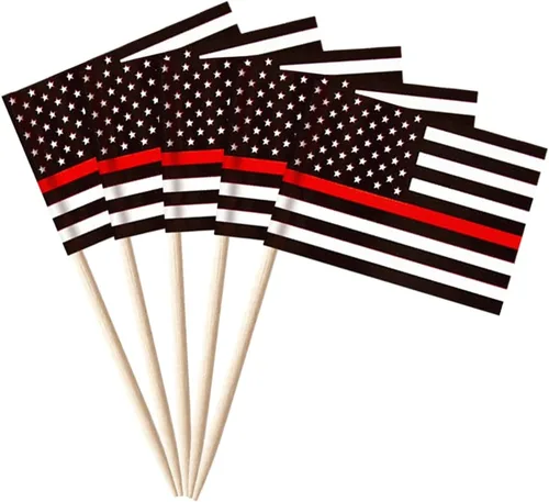 Miniatura 33 de stidsds 100 banderas negras de Estados Unidos con palillos de dientes, mini adornos negros para cupcakes de Estados Unidos, banderas, banderines