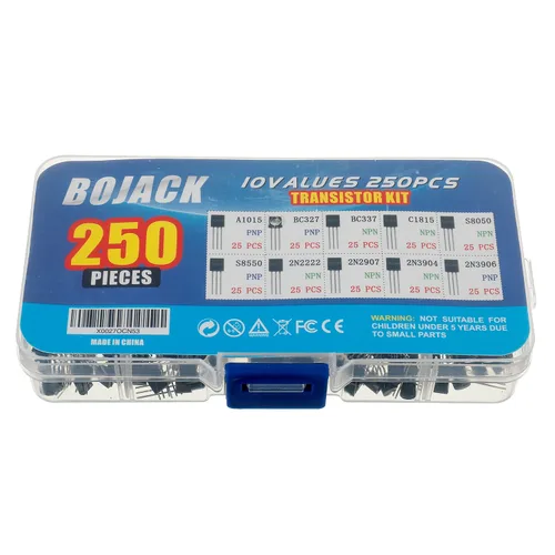 Miniatura 3 de BOJACK 10 valores 250 piezas A1015 BC327 BC337 C1815 S8050 S8550 2N2222 2N2907 2N3904 2N3906 PNP NPN Power Kit surtido de transistores de uso general