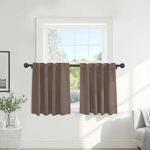 Miniatura 51 de PONY DANCE Cortinas cortas con aislamiento térmico para ventana pequeña, para guardería, baño, cocina, lavandería, caravana, sótano, 29 pulgadas
