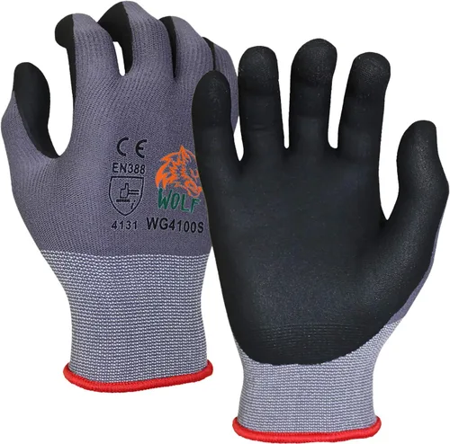 Miniatura 8 de WOLF Guantes de nitrilo ultradelgados con palma de espuma recubierta con agarre adhesivo, multiusos