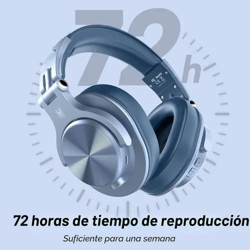 Miniatura 3 de OneOdio Auriculares Bluetooth A70 sobre la oreja, auriculares inalámbricos con tiempo de reproducción de 72 horas, alta resolución, conector de Azul