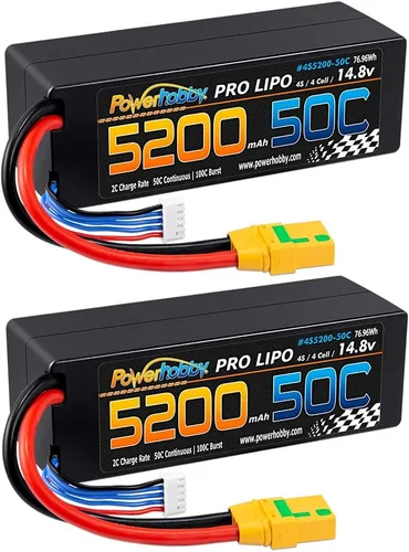 Miniatura 3 de Powerhobby 4S 14.8V 5200mAh 50C-100C Lipo - Carcasa rígida para batería de 4 celdas con enchufe XT90 (paquete de 2) se adapta a: Arrma Kraton Typhon