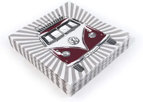 Miniatura 10 de BRISA VW Collection - Volkswagen Napkins - Pañuelos de papel de mesa con motivo de autocaravana VW T1 (El Ultimate Ride/Blanco/3 capas)
