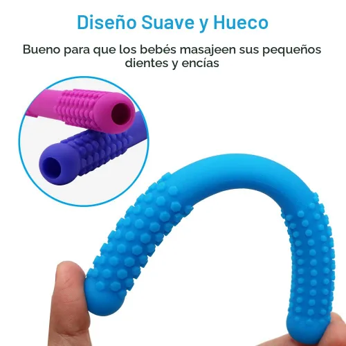 Miniatura 4 de Tubos de dentición huecos para bebés, niñas y niños, paquete de 6 tubos de silicona para bebés con mordida de lactancia, pajitas masticables