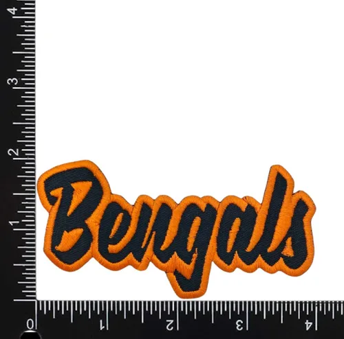 Miniatura 2 de Bengals, espíritu escolar, bordado, parche para planchar (sarga negra/contorno naranja)
