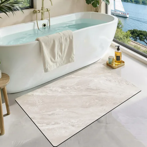 Miniatura 23 de LUMI Tapetes de baño ultra delgados, superabsorbentes, de secado rápido, antideslizantes, para debajo de la puerta, bañera, lavabo y ducha, 17 x 30