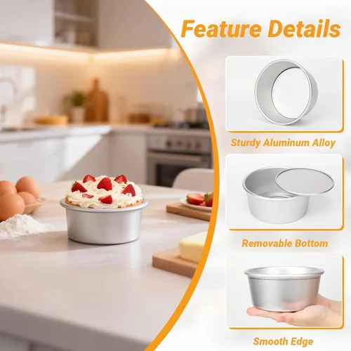 Miniatura 3 de Beasea Juego de 2 moldes redondos de 6 pulgadas para tartas de queso de aleación de aluminio antiadherente con parte inferior extraíble para hornear