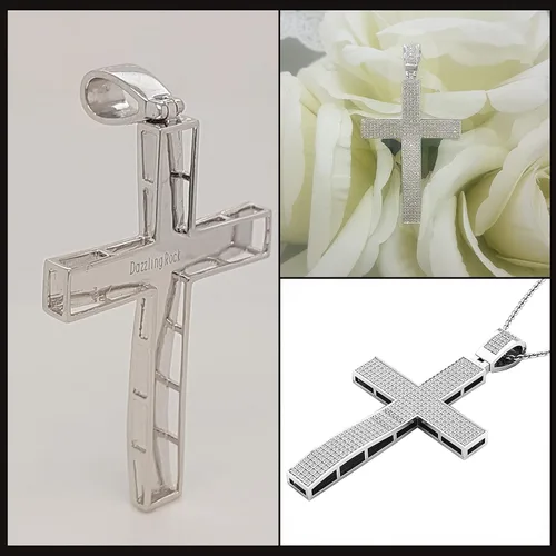 Miniatura 4 de Dazzlingrock Collection Colgante redondo de cruz religiosa hip hop de 073 quilates con cadena de 18 pulgadas 34 quilates disponible en metal de oro