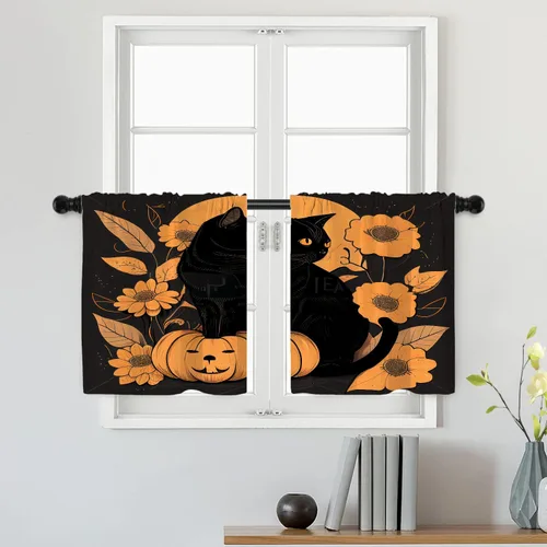Miniatura 84 de Batmerry Silueta de hombre y niño, marco en forma de corazón con figuras, tratamiento de ventana, cortina corta de cocina multicapa de poliéster