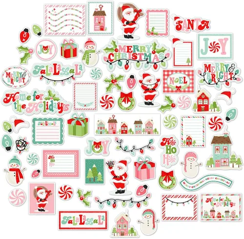 Troqueles de papel - Hogar para las fiestas - para Santa Nochebuena - Más de 60 troqueles de cartulina para álbumes de recortes - por Miss Kate