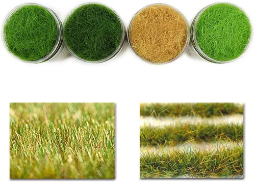 Miniatura 2 de CFA6 4 x 1.23 oz Mixto 0.197 in Hierba Estática Terreno Polvo Verde Hierba Falsa Jardín Miniaturas Paisaje Artificial Mesa de Arena Modelo Diseño