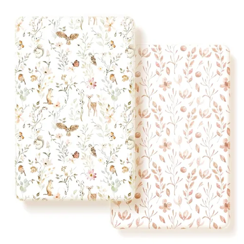 Paquete de sábanas ajustables 2 unidades, sábanas de jersey ultra suaves y elásticas para Pack n Play, universales para colchones de cuna Rosa rubor