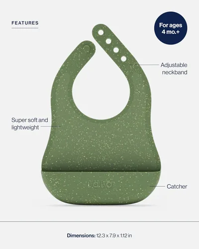 Miniatura 3 de Lalo The Bib - Babero de silicona impermeable y no tóxico con banda ajustable para el cuello y recogedor de bolsas de alimentos de silicona, juego