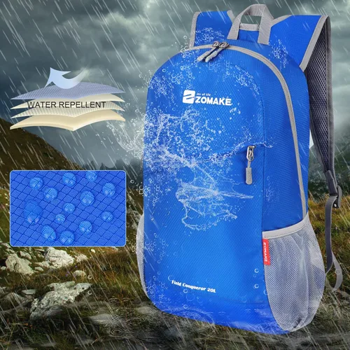 Miniatura 5 de ZOMAKE Mochila ligera y plegable, mochila pequeña para senderismo, resistente al agua, bolsa de día para viajes (azul oscuro)