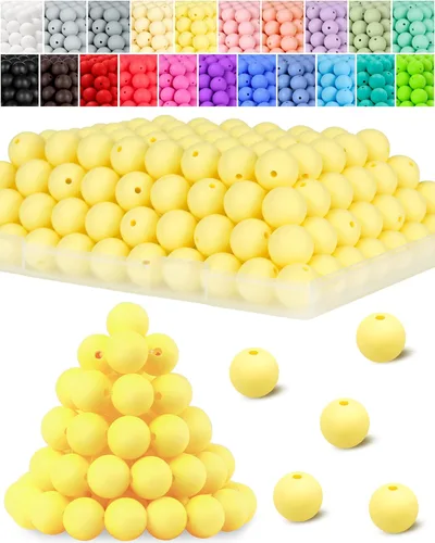 Miniatura 20 de 120 cuentas de silicona de FIVEIZERO para hacer llaveros, cuentas focales redondas de goma de silicona turquesa de 0.59 pulgadas a granel