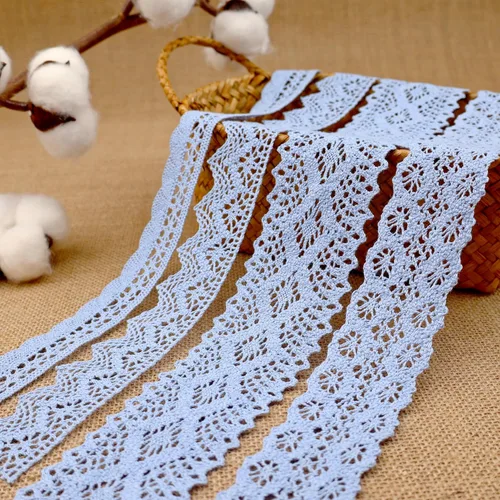 Miniatura 8 de Cinta de encaje beige de 8 yardas, ribete de encaje de algodón, encaje de ganchillo para costura, para manualidades, envoltura de regalo, decoración