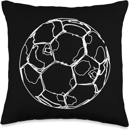 Boys Soccer Ball Sketch Football Throw Pillow