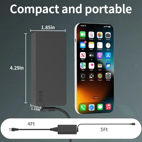 Miniatura 4 de Cargador de CA USB C tipo C de 65 W compatible con Lenovo Thinkpad T470 T470S T480 T480S T490 T490S T495 T495S 20HD 20HE 20JM 20HF 20HG 20V 3.25A