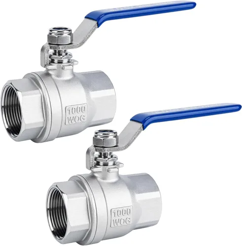 Miniatura 15 de 2 válvulas de bola de acero inoxidable 304, NPT hembra de puerto completo con mango de aislamiento de vinilo azul resistente (2, 1 pulgada)