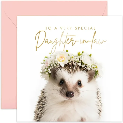 Old English Co. - Tarjeta de felicitación de erizo muy especial – Tarjeta de cumpleaños de erizo floral para ella – Bonitas tarjetas de felicitación