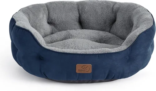 Miniatura 21 de Bedsure Camas refrescantes para perros pequeños, camas redondas para gatos de interior, cama lavable para cachorros y gatitos con parte inferior Azul