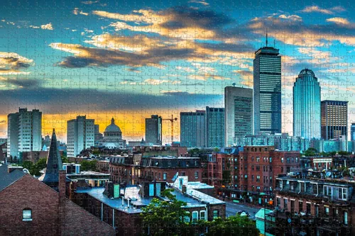Boston USA - Rompecabezas para adultos, 1000 piezas, regalo de viaje de madera