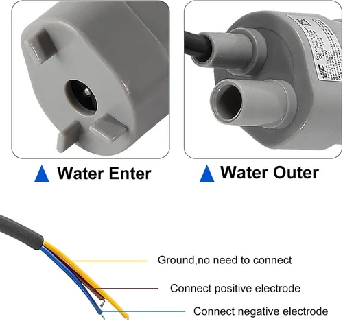 Miniatura 5 de Paquete de 2 motores sumergibles de bomba de agua de CC de cabeza alta para estanque, acuario, fuente de pecera 10L/Min 600L/H DC12V 1.2A con tubo