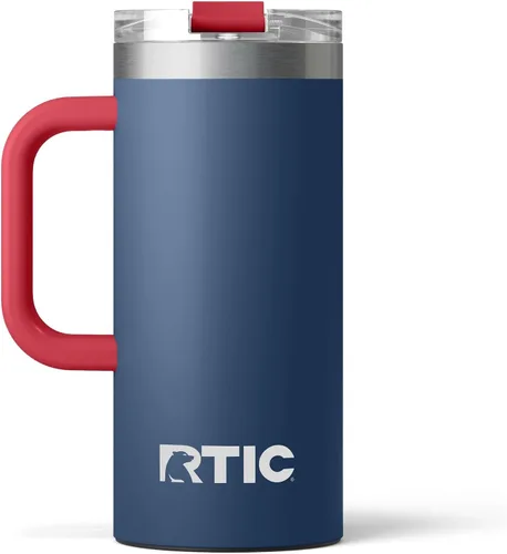 Miniatura 9 de RTIC - Taza de viaje para viajes de 16oz con tapa y asa, forrada en cerámica, aislada, de acero inoxidable, metálica, de doble pared con aislamiento