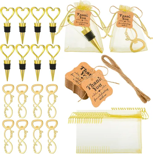 Tanlade 60 piezas de recuerdos de fiesta de boda para invitados, tapón de vino y abridor de amor, regalos de despedida de soltera Love Forever con