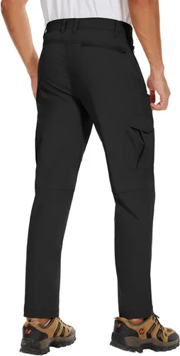 Miniatura 4 de PULI Pantalones de senderismo elásticos para hombre con 5 bolsillos, impermeables, ajustados, para golf, casual, viajes, trabajo, para hombre