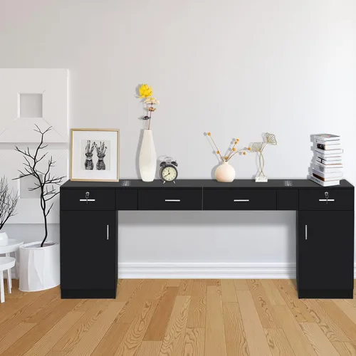 Miniatura 8 de Henf Estación de peluquería para peluquería de montaje en pared, equipo de peluquería, juego de muebles de spa, gabinete de peluquería 2 cajones 1