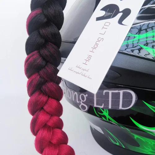 Miniatura 4 de Casco de coleta de motocicleta, casco de bicicleta, trenzas de pelo utilizado para cualquier casco/diseño reutilizable de 24 pulgadas, 2 piezas