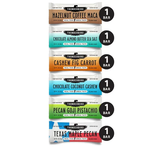 Miniatura 4 de Thunderbird Real Food Bars - Paquete variado de barras de bocadillos veganos paleo y sin gluten, 102 onzas